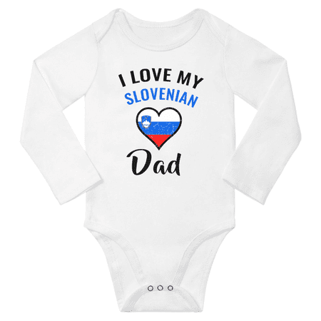 

I Love My Slovenian Dad Baby Long Slevve Bodysuits (White 6-12 Months)