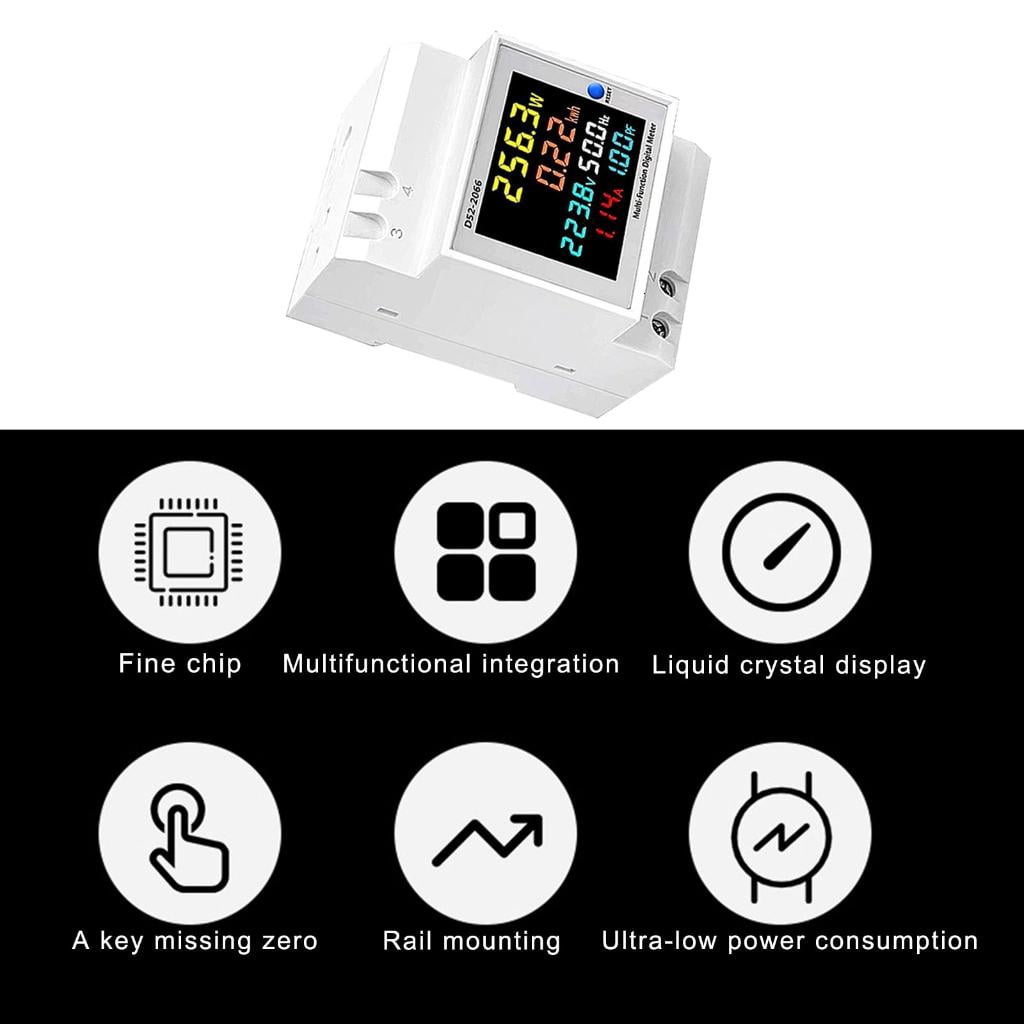 DIN Rails Voltages Current Meter Home Digital Display Electricity Meter Electric Energy Frequency Meter