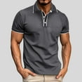 thumbnail image 2 of Kaemgyyd Golf Shirts for Men Fashion Color Block Stretch Work Tee Casual Button Collar Short Sleeve Summer Clothes, 2 of 7