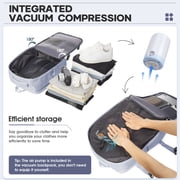 Vacpack Backpack with Vacuum Seal Travel Backpack Men, Vacuum Compression Backpack with Portable Air Pump, Vacuum Seal Carry on Backpack for Airplanes Women Laptop Airback Vac Pack Daypack Purple