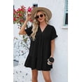 thumbnail image 2 of EASYBRAUS Women V Neck Midi Dress Loose A Line Pleated Summer Casual Dress Short Sleeve, 2 of 10