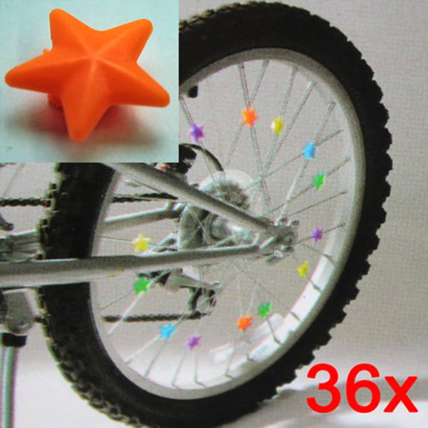 36x Bike Bicycle Wheel Spoke Star Beads Children Clip Colored Decoration