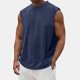 thumbnail image 2 of Summer Men's Solid Color Printed Sweat-absorbing Breathable Shoulder Expanding Sleeveless Vest S, 2 of 5