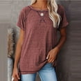 thumbnail image 5 of Viikei Women's Plus Size Short Sleeve Leisure Solid Color O-Neck Loose Tops, 5 of 7