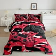 thumbnail image 2 of Gaming Red King Size Comforter Set - Gamer Comforter Bedding Sets, Black and Red Camouflage Design Camo Gamer Room Decor, 2 of 6