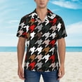 thumbnail image 2 of Kll Men'S Hawaiian Shirt Short Sleeve Button Down Beach Shirts-Houndstooth Green Red, 2 of 7