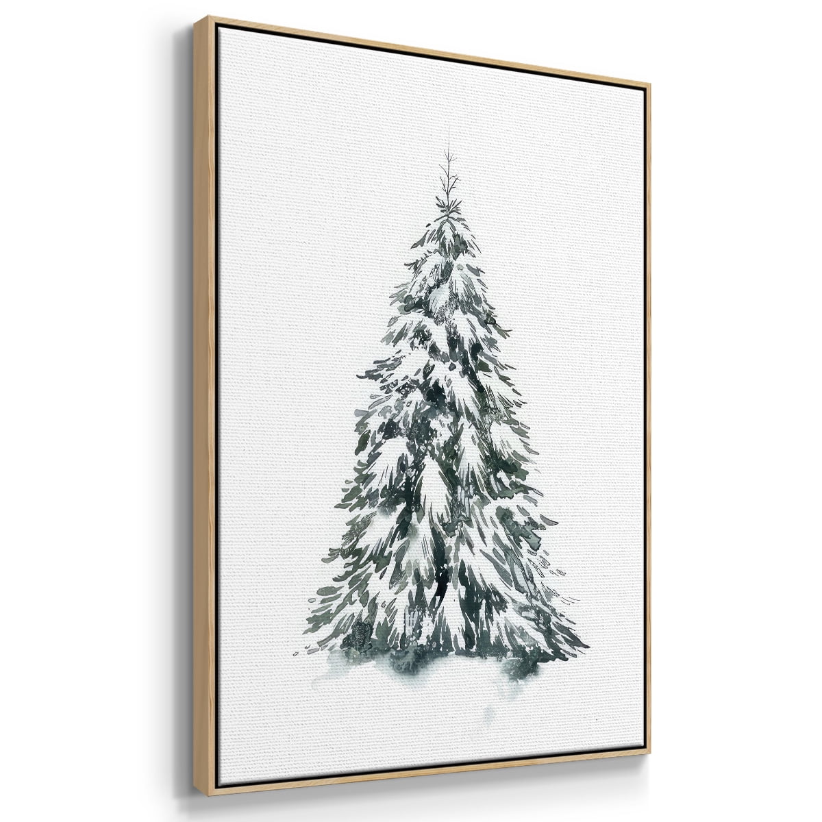 Blue Spruce II - Framed Gallery Wrapped Holiday Canvas - 17 x 25 - Natural Wood Frame