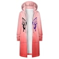 thumbnail image 3 of Lovskoo 2024 Winter Coats for Women 2023 Trendy Zip Up Hoodies Fleece Jacket Gradient Printed Loose Sleeved Hoodie Outerwear Top Long Jacket Watermelon Red, 3 of 5