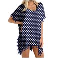thumbnail image 4 of yillto Women's Short Dress Beach Cover up Polka Dot Printed V Neck Oversized Swimsuit Coverups, 4 of 7