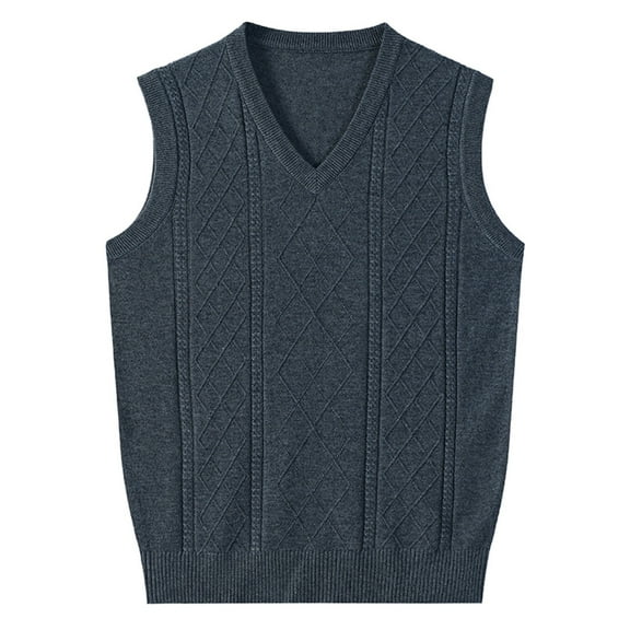 Bcfgryg Men's New Wear Solid Color Autumn And Winter Warm Comfort Classic Business Sleeveless Casual Plush Vest V Neck Knit Vest Men's Vest