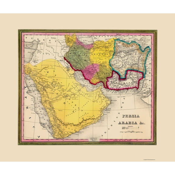 Historic Map - Persia Arabia - Mitchell 1846 - 23 x 27.10 - Vintage Wall Art