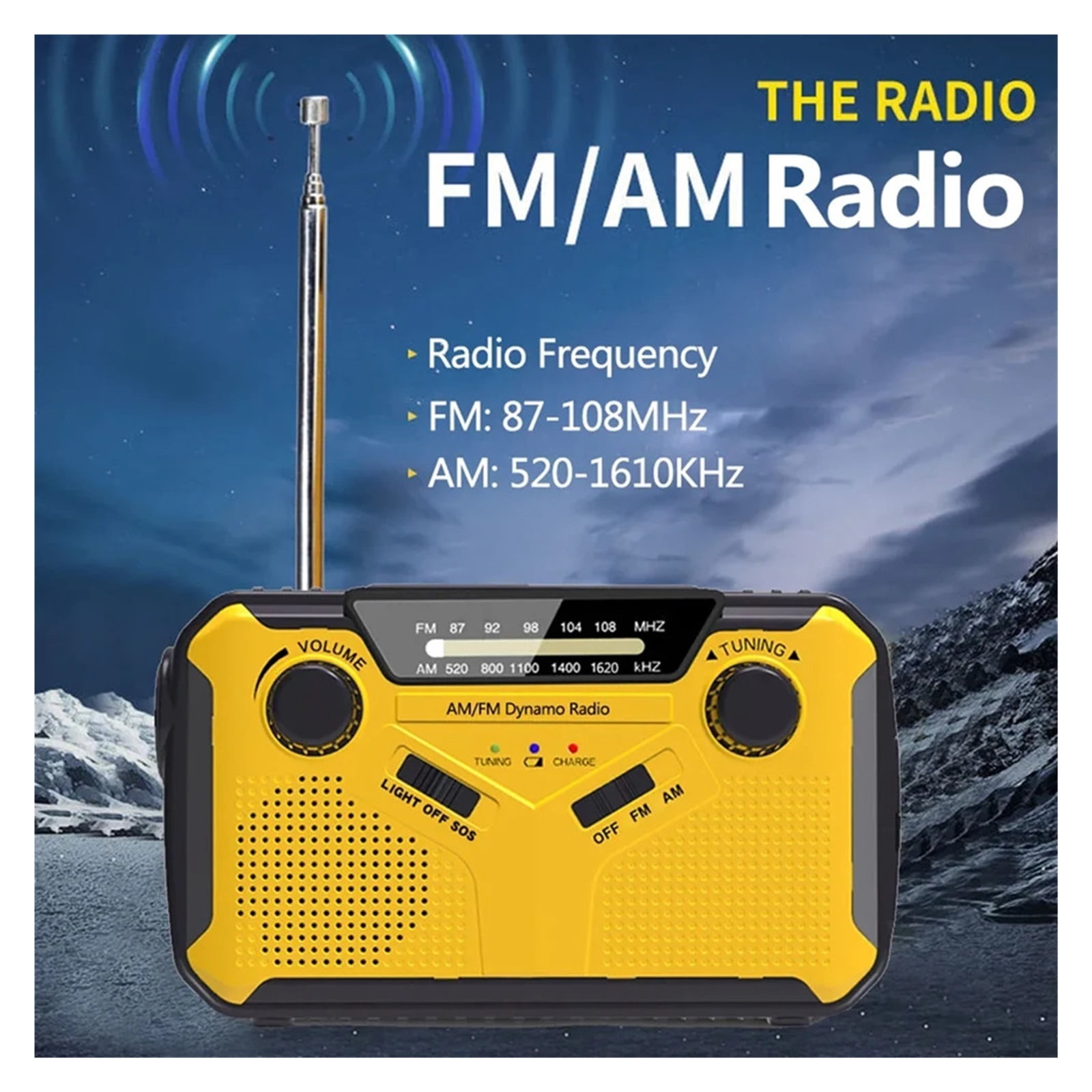 Hand Crank Radio with LED Flashlight Power Bank SOS Solar Radio Emergency Weather Radio for Emergency Camping Survival ,Listen Anytime, Anywhere
