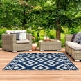 thumbnail image 5 of Playa Rug Milan Lightweight Reversible Recycled Plastic Outdoor Floor Mat/Rug Navy&Crème 5'x7' 5' x 8', 5 of 5