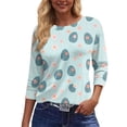 thumbnail image 6 of Garbnen Women's Easter Shirt Crewneck Womens 3/4 Length Sleeve Tops Egg Bunny Rabbit Print Fashion Fitted Holiday Women Blouses, 6 of 6
