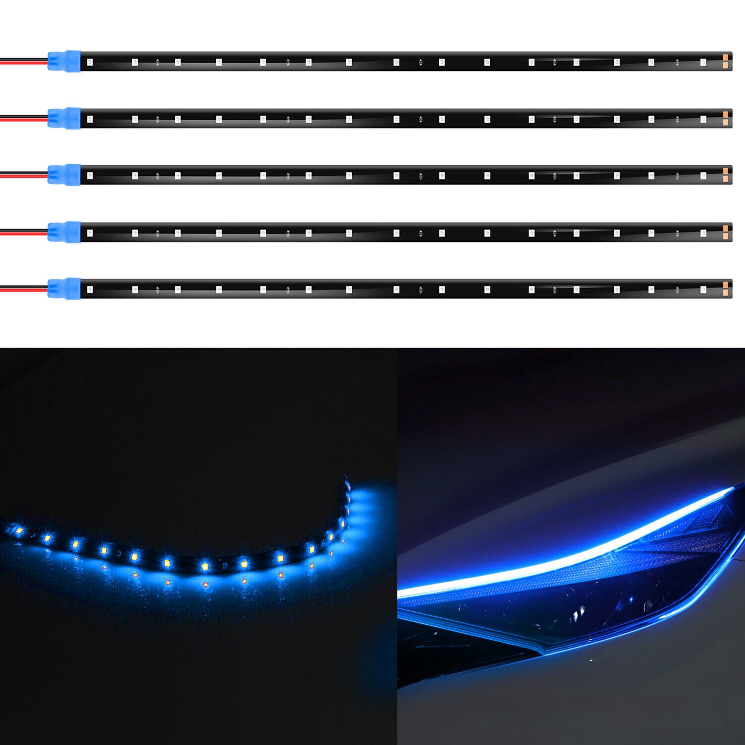 Htwon 15x LED Strip Light 12V Flexible Waterproof Underglow Lights for