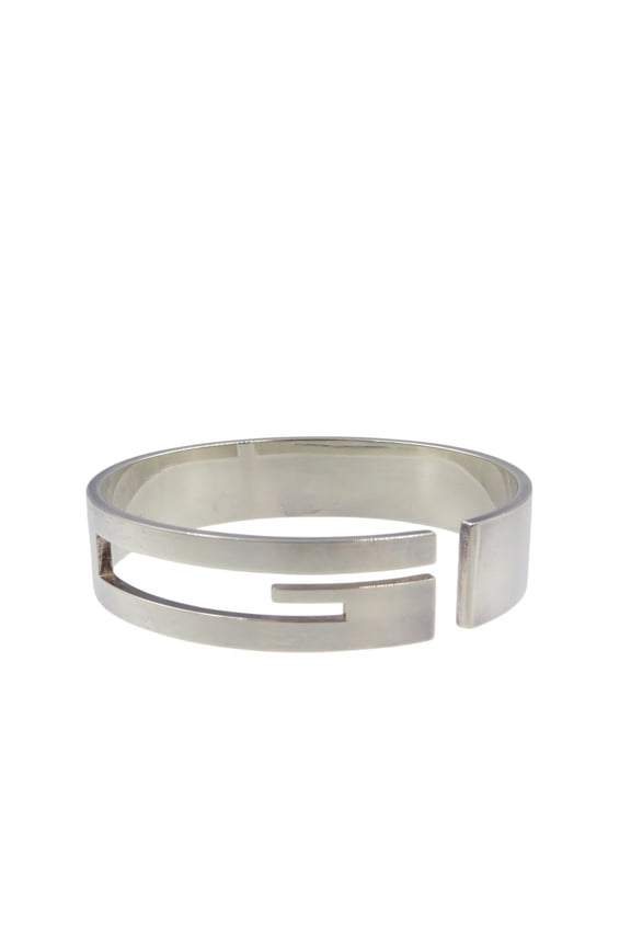 Pre-Owned Gucci G Cutout Sterling Silver Bangle 0976GUCCI (Good)