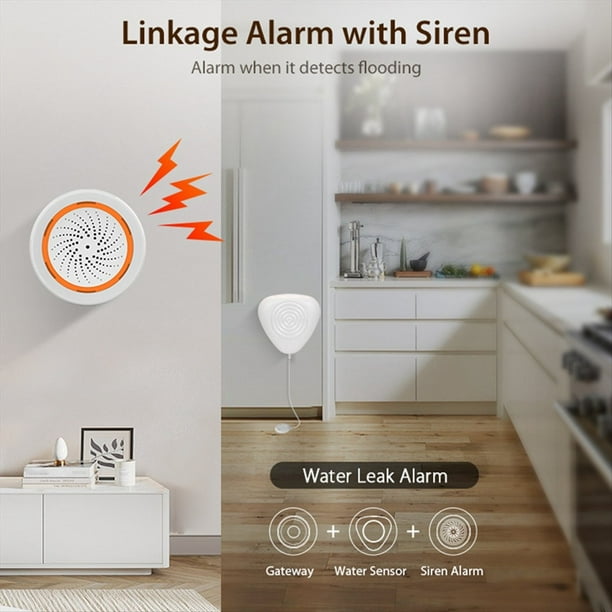 Sensor de de Agua Zigbee, Detector Inteligente de Alarma de Fuga de Agua, Alerta de Inundación, Protección de Seguridad de Desbordamiento, Tuya