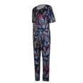 thumbnail image 3 of Biekopu Women Loose Jumpsuit, Adults Button-down Skull Print V-neck Short Sleeve Overalls, 3 of 9