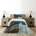 thumbnail image 4 of Ambesonne Under the Sea Quilted Bedspread Set 2 Pcs, Turtle Coral Reef, Twin Size, Brown Coconut Aqua, 4 of 5