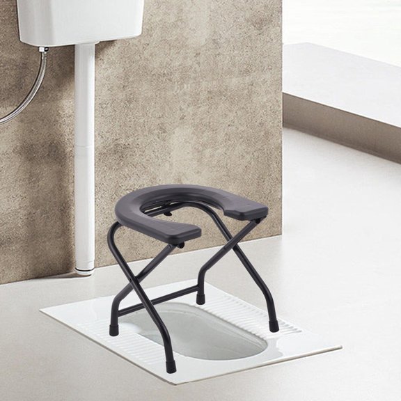 Foldable Toilet Seat Stable Bottom Commode Stool for Bathroom Adults Seniors Height 38cm