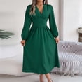 thumbnail image 1 of Mceream Robes Longues pour Femmes Invitées de Mariage Col Ras du Cou Robes Plissées Décontractées Semi-Formelles Ligne A Fluides Mi-Longues Grande Taille Vêtements Élégants Vert P, 1 of 8