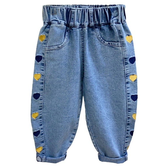 Zanarzt Girls Wide Leg Jeans Baggy Girls Jeans Stylish Long Pants Loose Fit Casual Wide Leg Jeans Yellow,2-3 Years