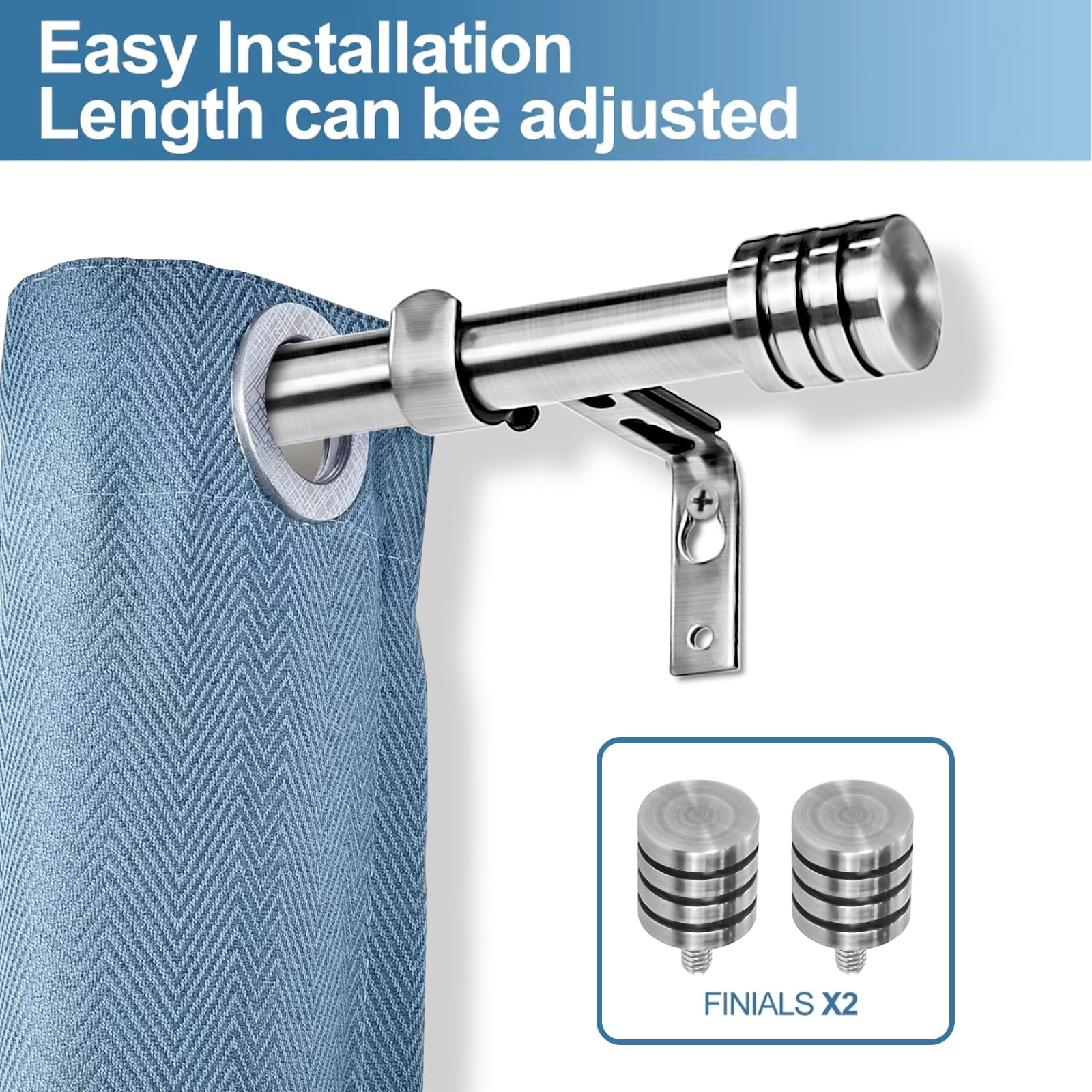 Urbanest Adjustable Spire Curtain 5/8" Rod, 28"-48", Brushed Steel