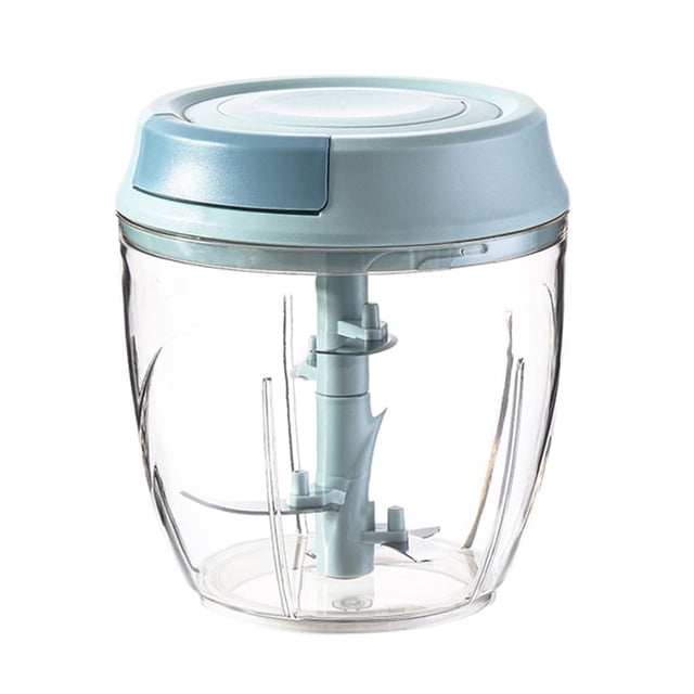 Manual Food Processor Mini Pull String for Veggies Ginger Fruits Nuts Herbs etc Blue Medium