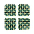 thumbnail image 2 of Disketp Green Squares Funny Coasters,4 Pcs Leather Coasters With Holder, Perfect Housewarming Hostess Gifts,Protect Furniture From Water Marks Scratch And Damage, 2 of 9