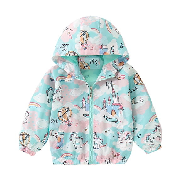 Leey-World Toddler Jacket Toddler Girls Rain Jackets Little Kids Waterproof Hoodie Raincoats Windbreakers, 12 Month-5 Years(Sky Blue,2-3 Years)