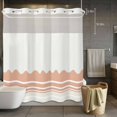 thumbnail image 5 of No Hook Orange Striped Shower Curtain with Snap in Liner Set, Abstract Modern Geometric Stripes Waterproof Fabric Bathroom Curtains with See Through Top Window, Hotel Style Long 72 x 78 Inch, 5 of 9