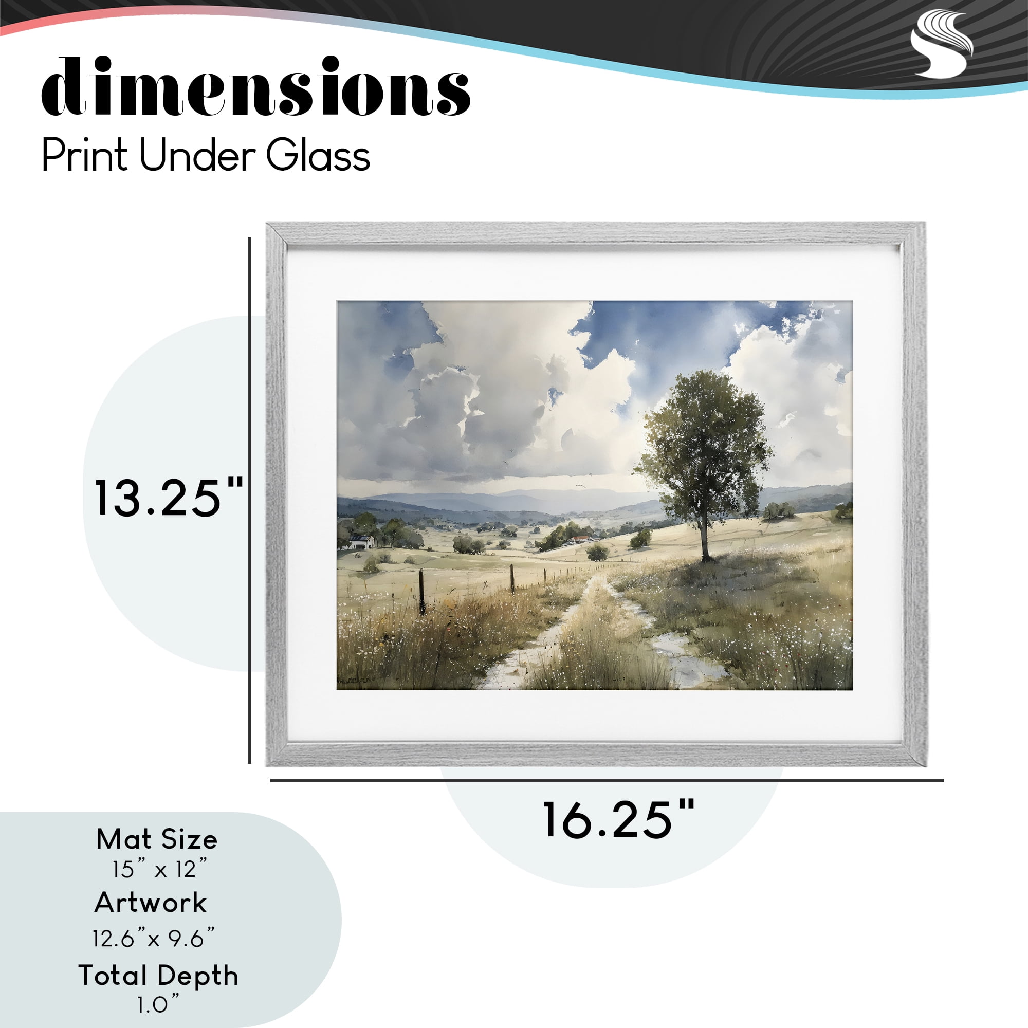 Stupell Industries Wagon Road Through Meadow Gray Framed Print Under Glass, design by Franklyn Gregory