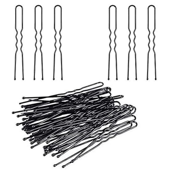 DNHCLL 100PCS Horquillas en Forma de U de Metal Negro Pinza para el Cabello para Moño Curvo Horquilla Especial para el Cabello del Estudio para niñas, Mujeres y peluquería se Utiliza para Agregar Herr