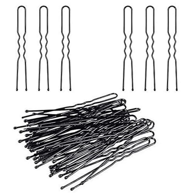 DNHCLL 100PCS Horquillas en Forma de U de Metal Negro Pinza para el Cabello para Moño Curvo Horquilla Especial para el Cabello del Estudio para niñas, Mujeres y peluquería se Utiliza para Agregar Herr