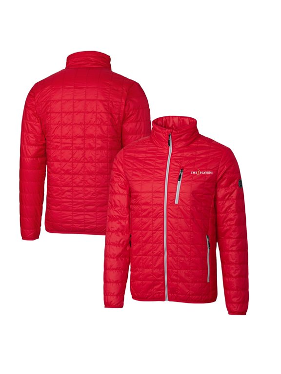 Men's Cutter & Buck Red THE PLAYERS Rainier PrimaLoft Eco Insulated Full-Zip Puffer Jacket