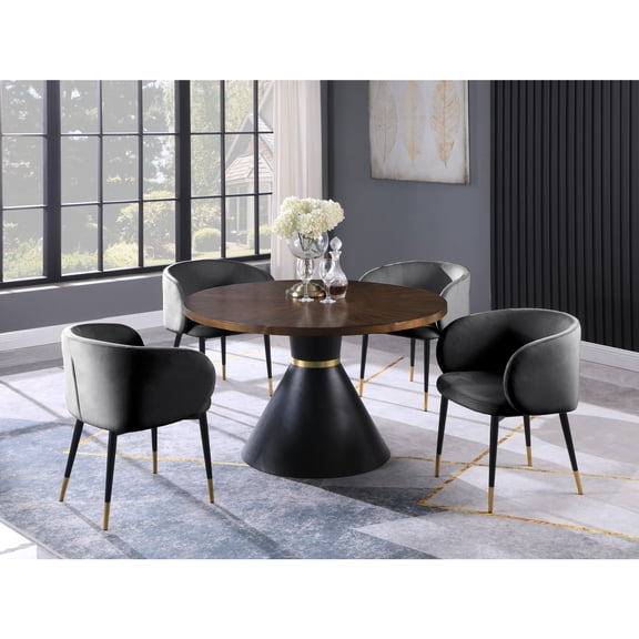 Hemingway 5-piece Round Dinette Set in Green Velvet