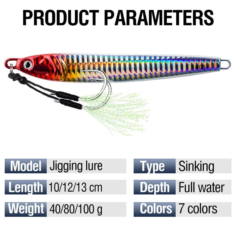 7PCS Slow Fall Pitch Lead Metal Flat Jigging Fishing Lure Long Casting Deep Sea
