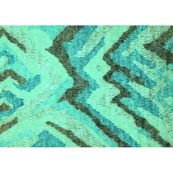 Ahgly Company Indoor Rectangle Abstract Turquoise Blue Modern Area Rugs, 7' x 9'