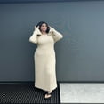 thumbnail image 2 of PENGXIANG Robe Longue en Tricot Côtelé Y2k pour Femmes Printemps Automne Couleur Unie Manches Longues Col Rond Robe Crayon Enveloppée, 2 of 6