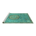 thumbnail image 2 of Ahgly Company Machine Washable Indoor Round Abstract Turquoise Blue Modern Area Rugs, 7' Round, 2 of 4