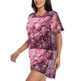 thumbnail image 2 of Daiia Pink Glitter Heart Candy Pattern Womens Pajama Sets Short Sleeve Pajamas for Women Sets Soft Lounge Sets Casual Round Neck Sleepwear PJS-Small, 2 of 7