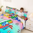 thumbnail image 4 of Erosebridal Letter G Teal Gradient Soccer Ball Print Queen Sheet Sets, Sports Monogram Bed Set for Kids Boys and Girls, 1 Flat Sheet, 1 Fitted Sheet and 2 Pillowcases, 4 of 6