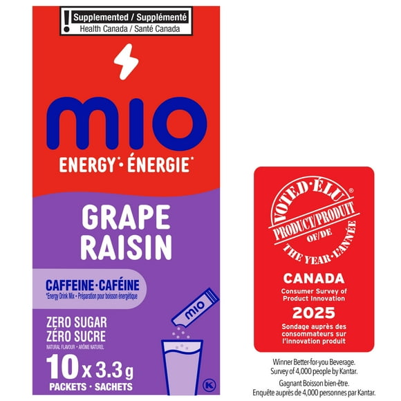 mio Energy Grape Energy Drink Mix, 3.3 g Packets, 10 ct Box