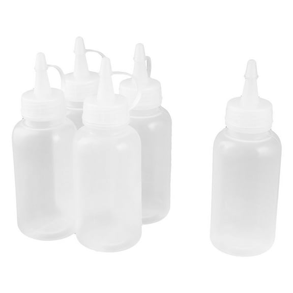 Unique Bargains Kitchen Plastic Vinegar Ketchup Squeeze Bottle Dispenser 100ml 5 Pcs