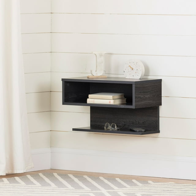 South Shore Sazena Floating Nightstand for Adult, in Gray Oak