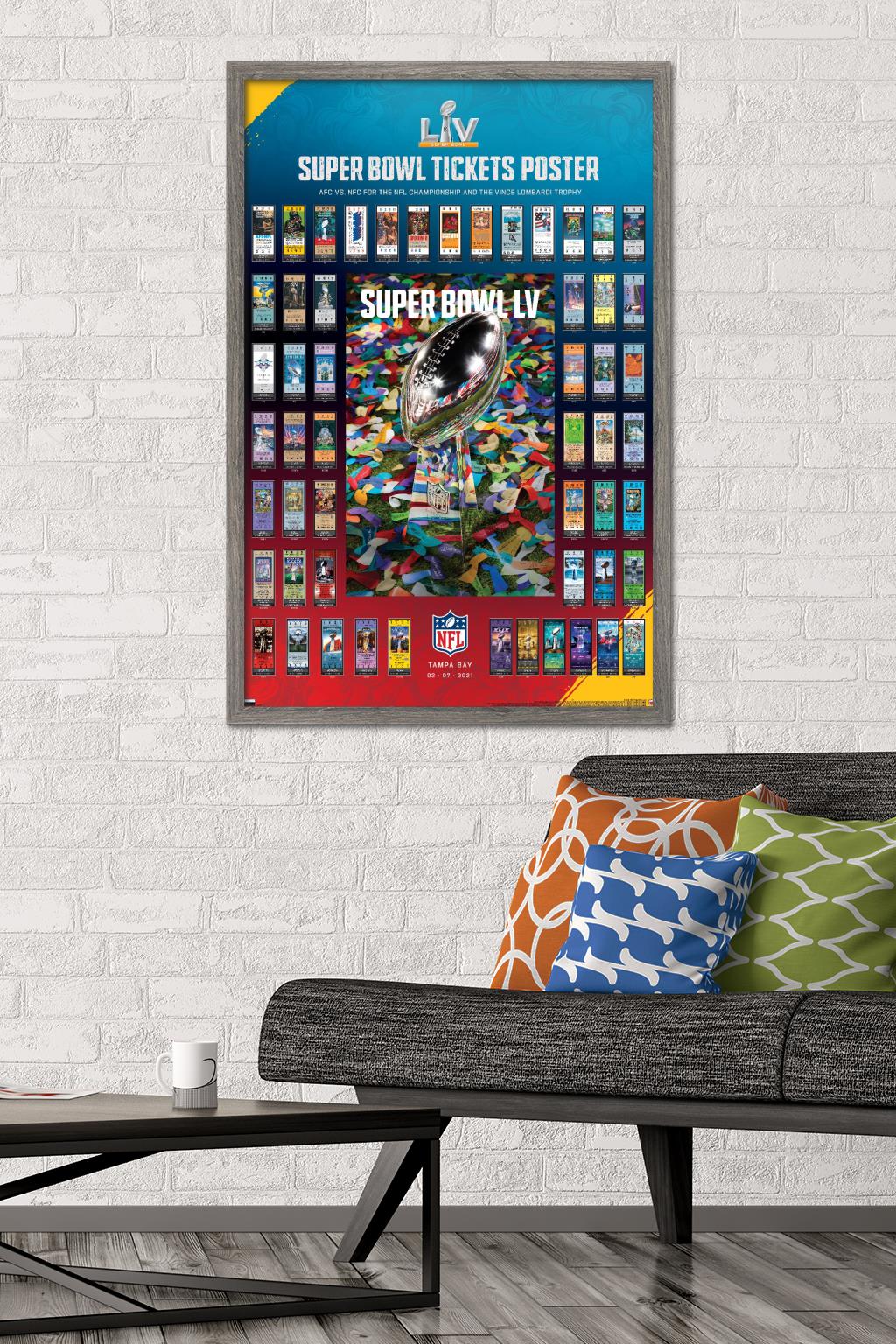 Trends International NFL League - Super Bowl LV - Tickets Wall Poster 24.25" x 35.75" x .75" Barnwood Framed Version - image 2 of 5