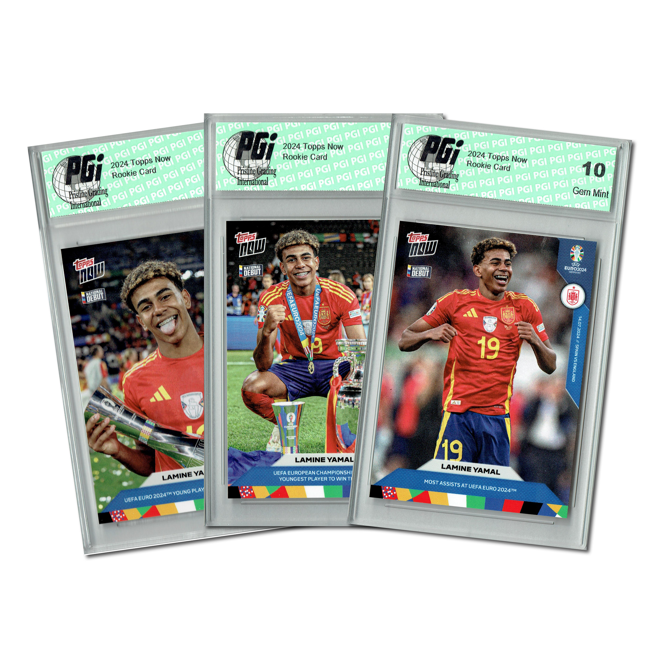 3) Lamine Yamal 2023-24 TN Euro Cup Rookie Card Lot #62 #66 #67 PGI 10