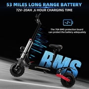 Mebike Dual Motor Electric Scooter for Adults ,53MPH &53 Miles Long Range ,72V 6000W E Scooter with Seat,11INCH Off-Road Tires,UL2272