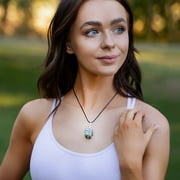 Aquamarine Gemstone Pendant Necklace - Natural Crystal Healing | Stone of Courage | Throat Chakra & Communication Aid | 18-22 Inch Adjustable Cord - With a Premium Carrying Pouch - Best Crystal Gifts