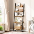 thumbnail image 7 of 5-Tier Bookcase Narrow Ladder Shelf Small Bookshelf Corner Storage Shelf Small Display Organizer for Living Room Study Balcony Bedroom Rustic Brown and Black BF150CJ01, 7 of 7
